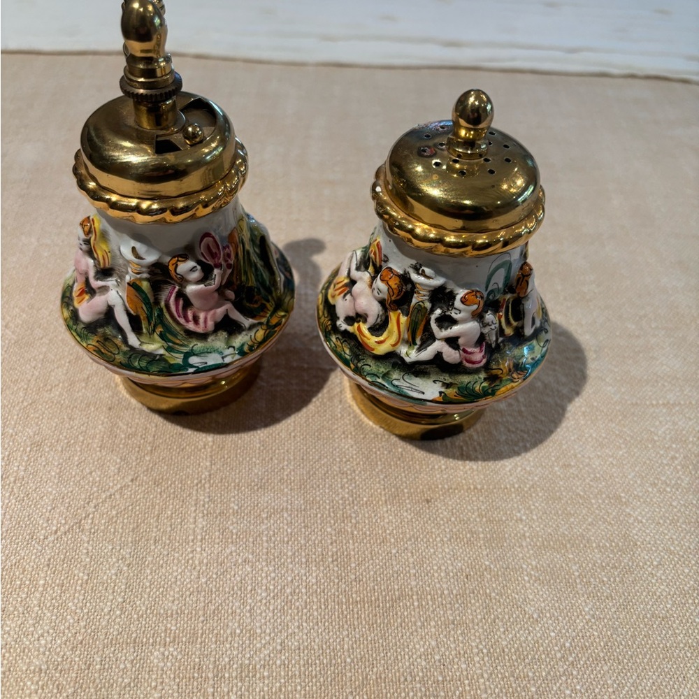 Charming Ceramic Animal Salt and Pepper Shakers with Gold Tops